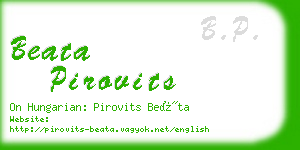 beata pirovits business card